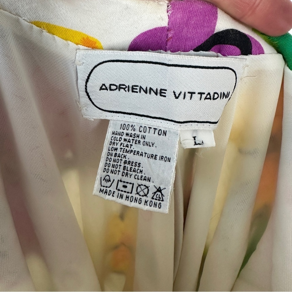 VINTAGE Adrienne Vittadini Colorful Floral Beaded Dress LARGE - Picture 8 of 8